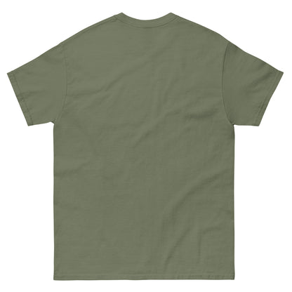 Original Slashed Apparel Logo custom t shirt, Military Green back view