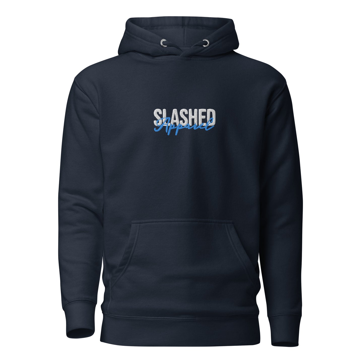 Navy Slashed Logo Hoodies, Front View Hockey Apparel